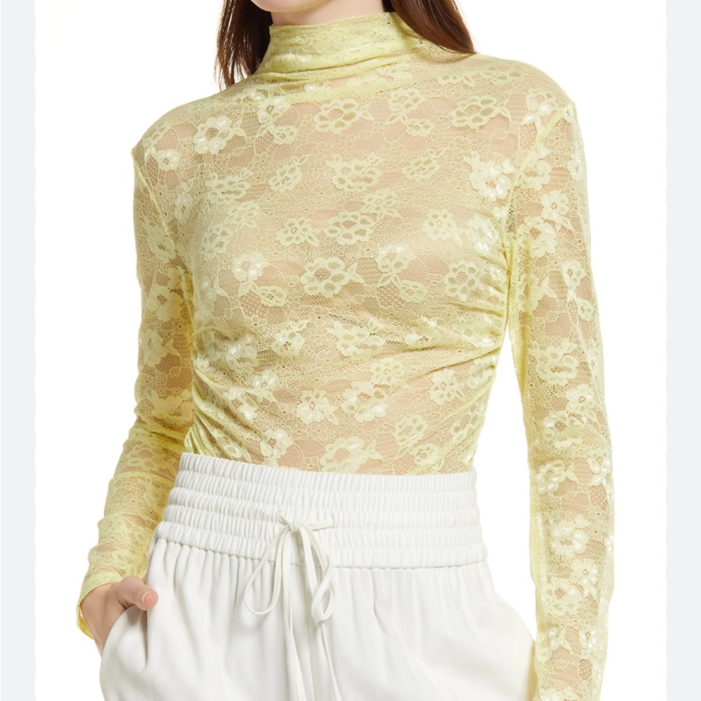 Sheer yellow turtleneck